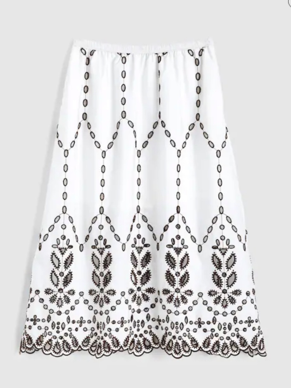 Madewell Embroidered White Midi Skirt . New with tags